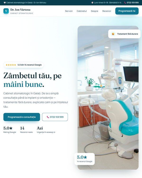 Cabinet Dr. Ion Vârtosu — site live construit de Vetrosoft